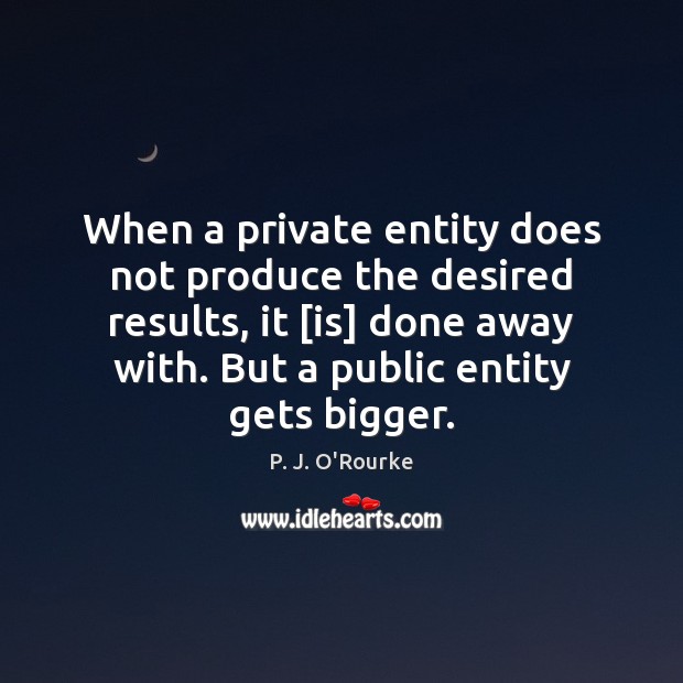 When a private entity does not produce the desired results, it [is] P. J. O’Rourke Picture Quote