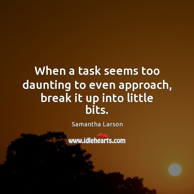 When a task seems too daunting to even approach, break it up into little bits. Samantha Larson Picture Quote