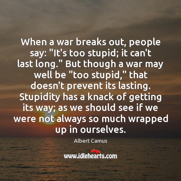 When a war breaks out, people say: “It’s too stupid; it can’t Image