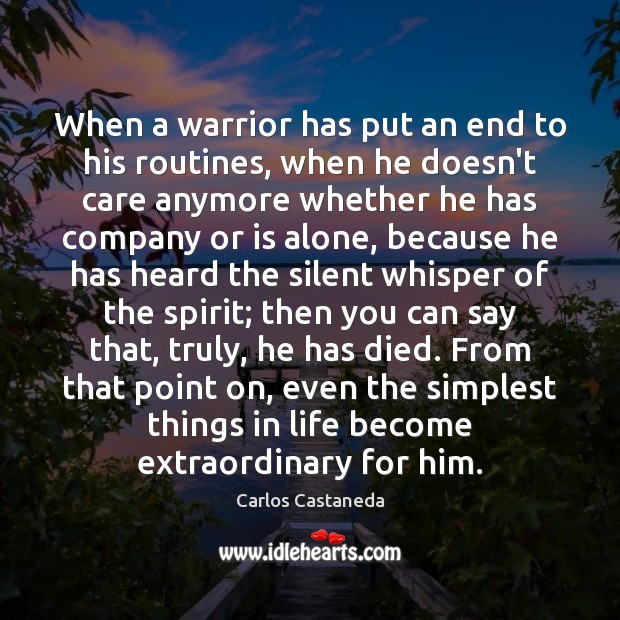 When a warrior has put an end to his routines, when he Carlos Castaneda Picture Quote