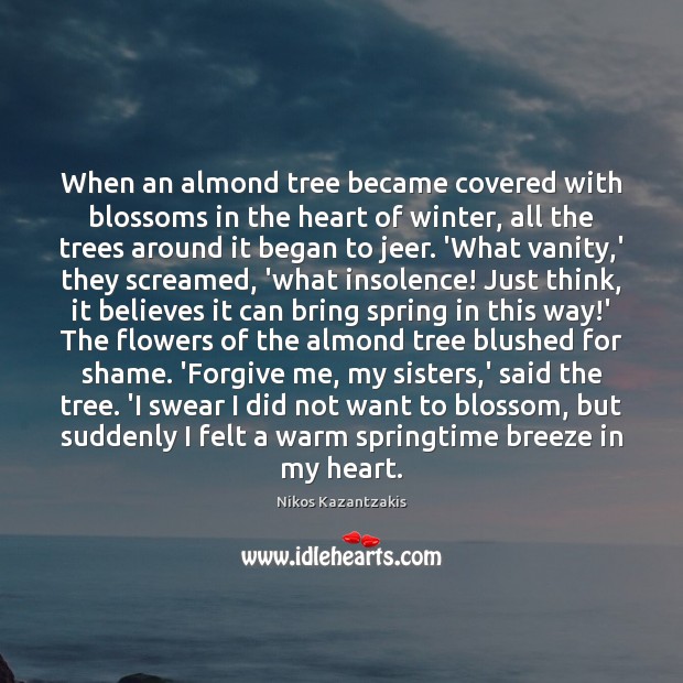 When an almond tree became covered with blossoms in the heart of Image