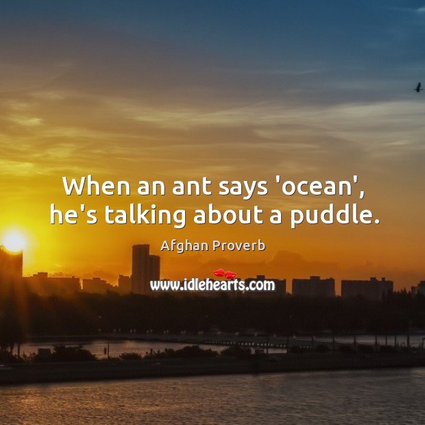 When an ant says ‘ocean’, he’s talking about a puddle. Image