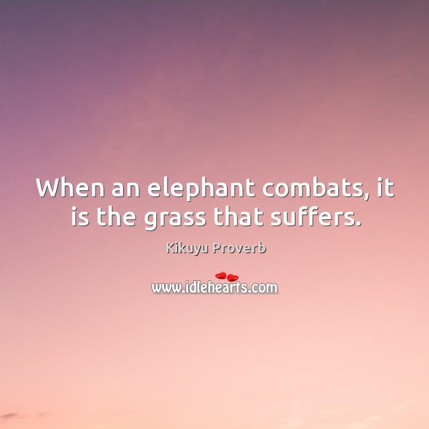 When an elephant combats, it is the grass that suffers. Kikuyu Proverbs Image