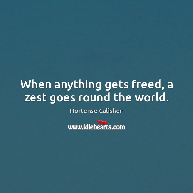 When anything gets freed, a zest goes round the world. Hortense Calisher Picture Quote