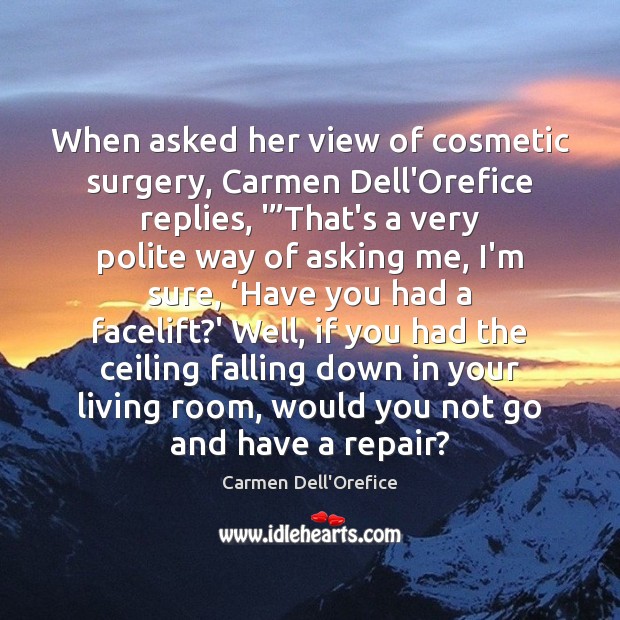 When asked her view of cosmetic surgery, Carmen Dell’Orefice replies, ‘”That’s Carmen Dell’Orefice Picture Quote