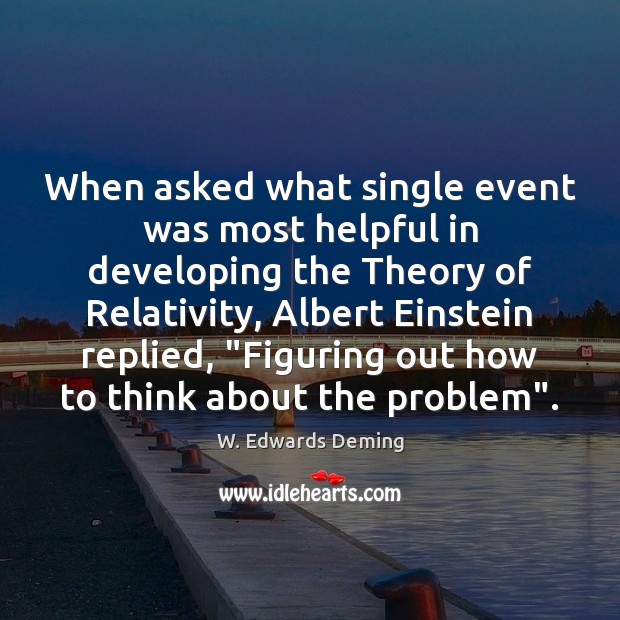 When asked what single event was most helpful in developing the Theory W. Edwards Deming Picture Quote