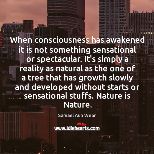 When consciousness has awakened it is not something sensational or spectacular. It’s Samael Aun Weor Picture Quote
