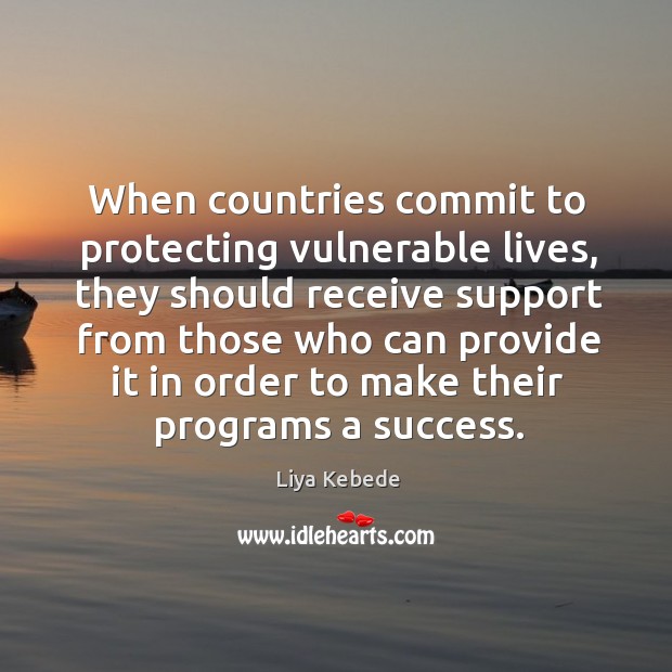 When countries commit to protecting vulnerable lives, they should receive support from Liya Kebede Picture Quote