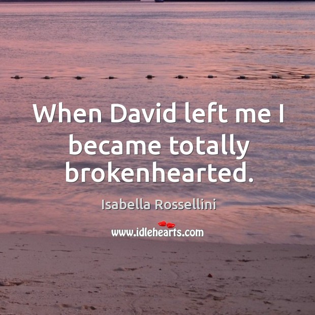 When david left me I became totally brokenhearted. Isabella Rossellini Picture Quote