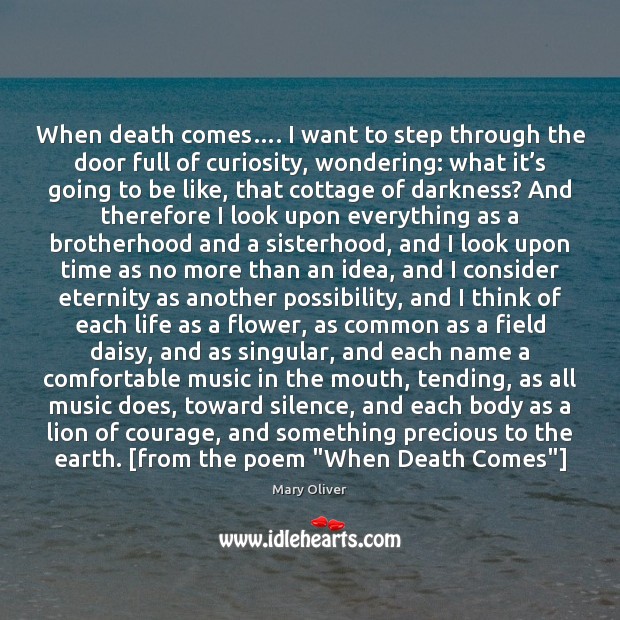 When death comes…. I want to step through the door full of Image