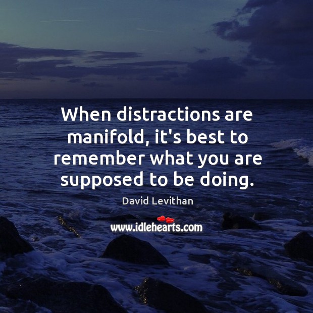When distractions are manifold, it’s best to remember what you are supposed to be doing. David Levithan Picture Quote