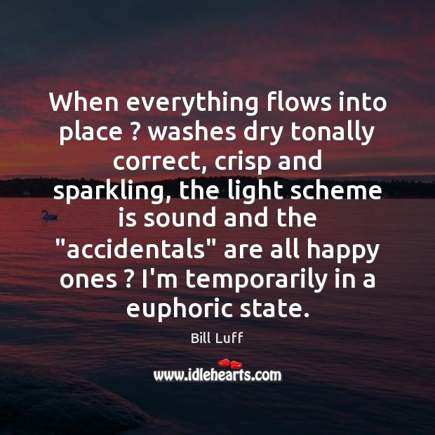When everything flows into place ? washes dry tonally correct, crisp and sparkling, Bill Luff Picture Quote