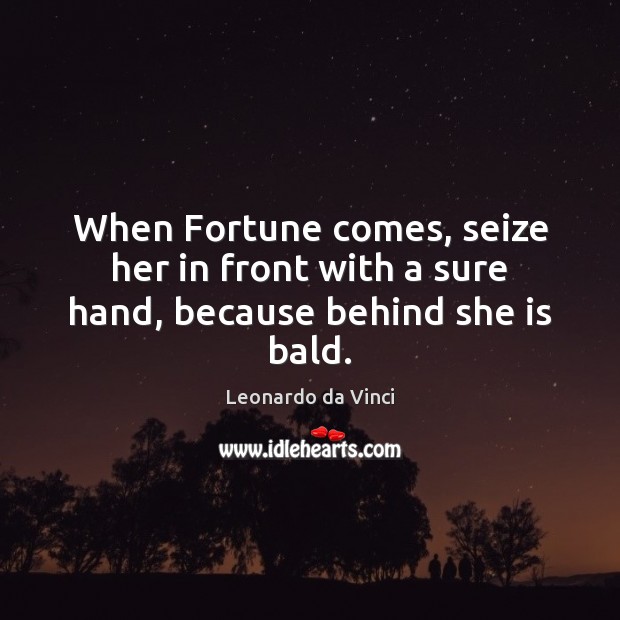 When Fortune comes, seize her in front with a sure hand, because behind she is bald. Image