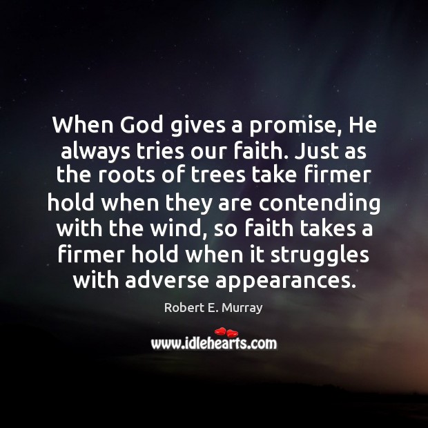 When God gives a promise, He always tries our faith. Just as God Quotes Image
