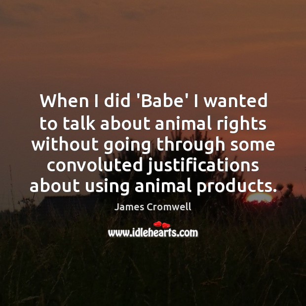 When I did ‘Babe’ I wanted to talk about animal rights without Image