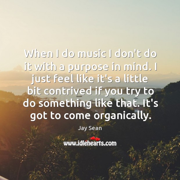 When I do music I don’t do it with a purpose in Jay Sean Picture Quote
