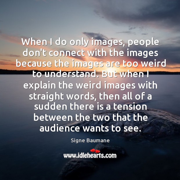 When I do only images, people don’t connect with the images because Signe Baumane Picture Quote