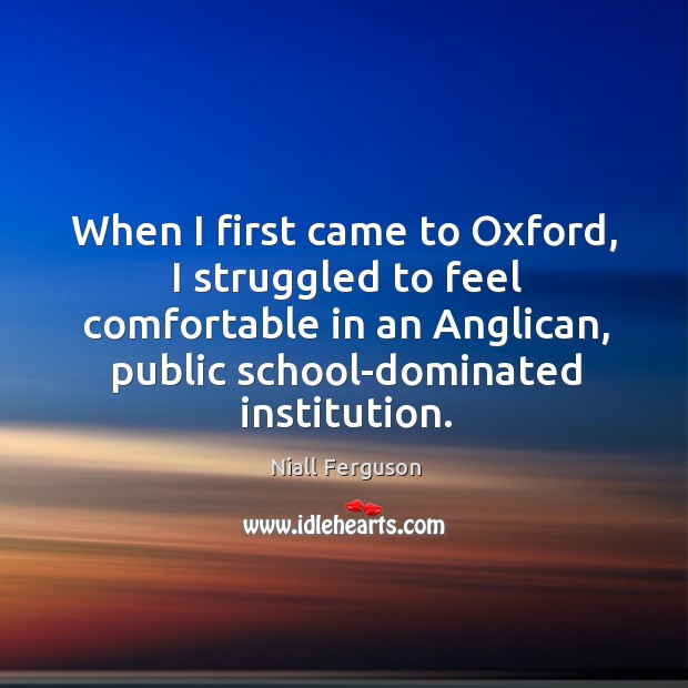 When I first came to Oxford, I struggled to feel comfortable in Niall Ferguson Picture Quote