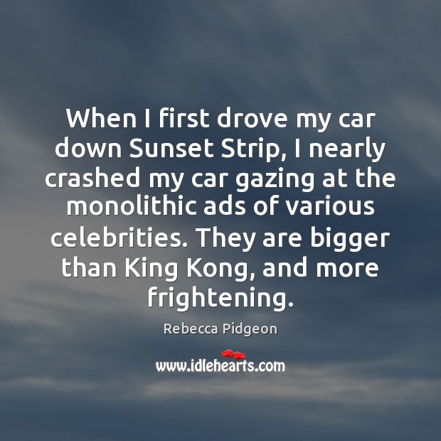 When I first drove my car down Sunset Strip, I nearly crashed Rebecca Pidgeon Picture Quote