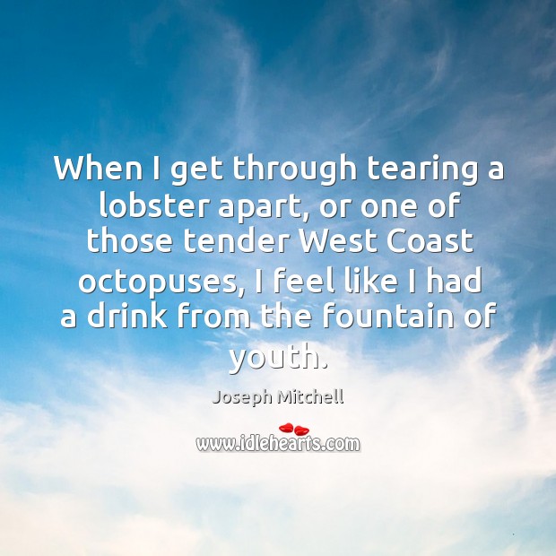 When I get through tearing a lobster apart, or one of those tender west coast octopuses Joseph Mitchell Picture Quote
