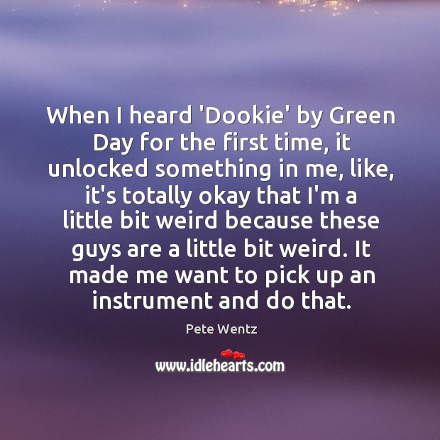 When I heard ‘Dookie’ by Green Day for the first time, it Pete Wentz Picture Quote
