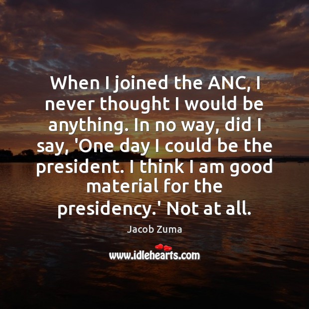 When I joined the ANC, I never thought I would be anything. Image
