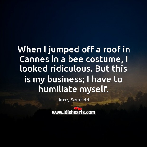 When I jumped off a roof in Cannes in a bee costume, Jerry Seinfeld Picture Quote