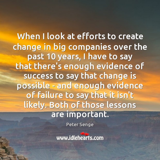When I look at efforts to create change in big companies over Peter Senge Picture Quote