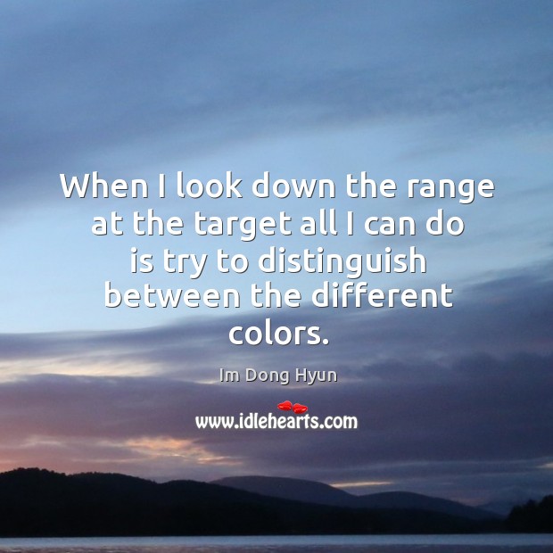 When I look down the range at the target all I can do is try to distinguish between the different colors. Im Dong Hyun Picture Quote
