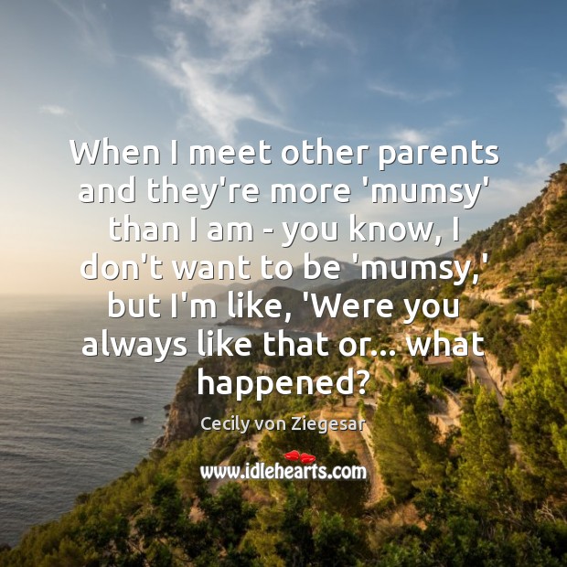 When I meet other parents and they’re more ‘mumsy’ than I am Cecily von Ziegesar Picture Quote