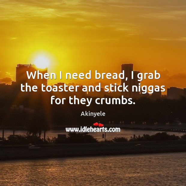 When I need bread, I grab the toaster and stick niggas for they crumbs. Akinyele Picture Quote