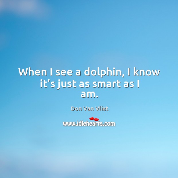 When I see a dolphin, I know it’s just as smart as I am. Don Van Vliet Picture Quote