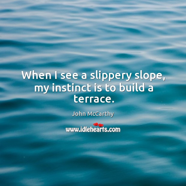 When I see a slippery slope, my instinct is to build a terrace. John McCarthy Picture Quote