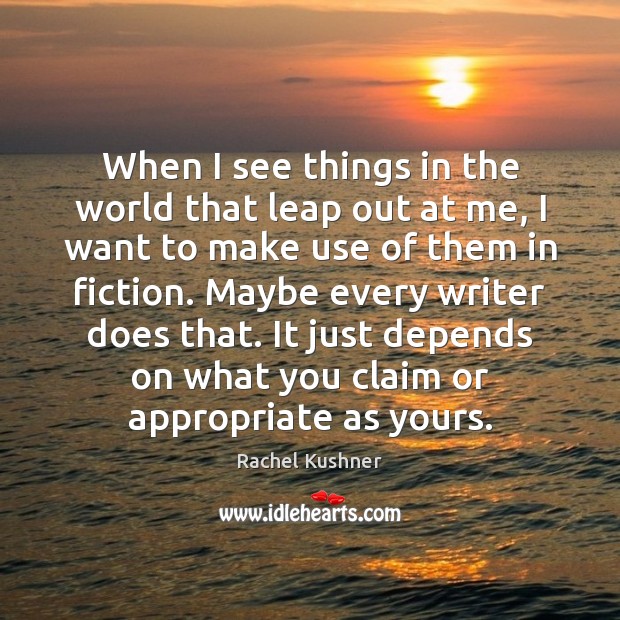 When I see things in the world that leap out at me, Rachel Kushner Picture Quote