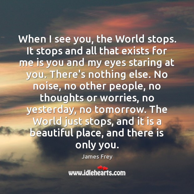 When I see you, the World stops. It stops and all that James Frey Picture Quote