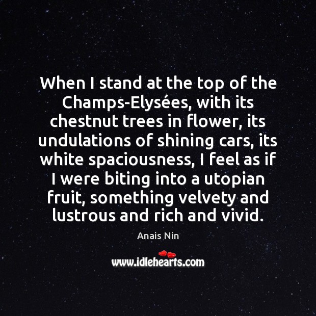 When I stand at the top of the Champs-Elysées, with its Anais Nin Picture Quote