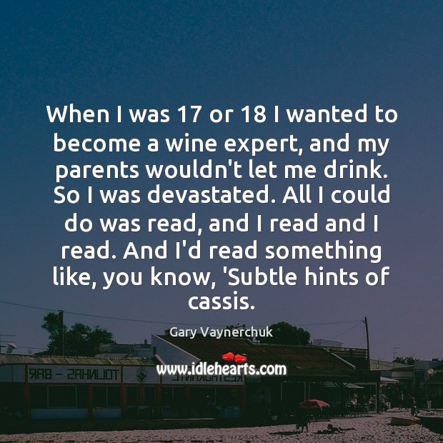When I was 17 or 18 I wanted to become a wine expert, and Gary Vaynerchuk Picture Quote
