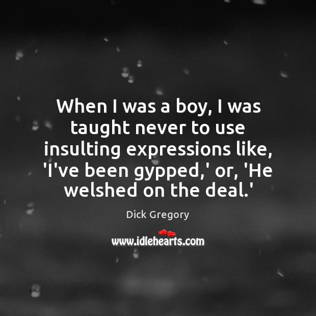 When I was a boy, I was taught never to use insulting Image