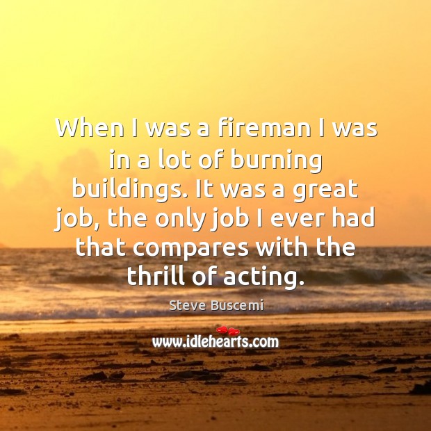 When I was a fireman I was in a lot of burning Steve Buscemi Picture Quote