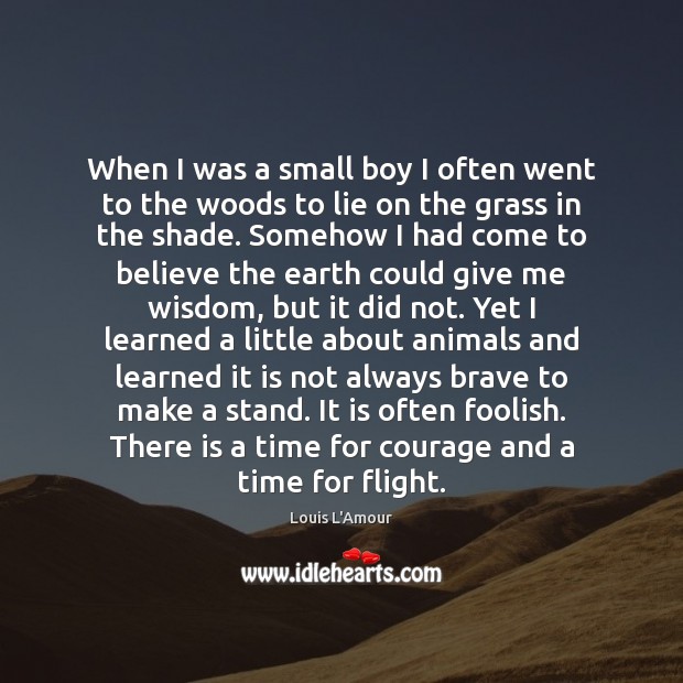 When I was a small boy I often went to the woods Louis L’Amour Picture Quote