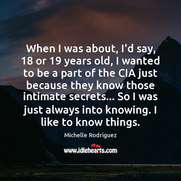 When I was about, I’d say, 18 or 19 years old, I wanted to Michelle Rodriguez Picture Quote