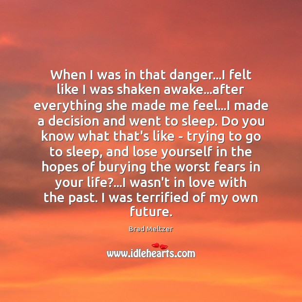 When I was in that danger…I felt like I was shaken Brad Meltzer Picture Quote