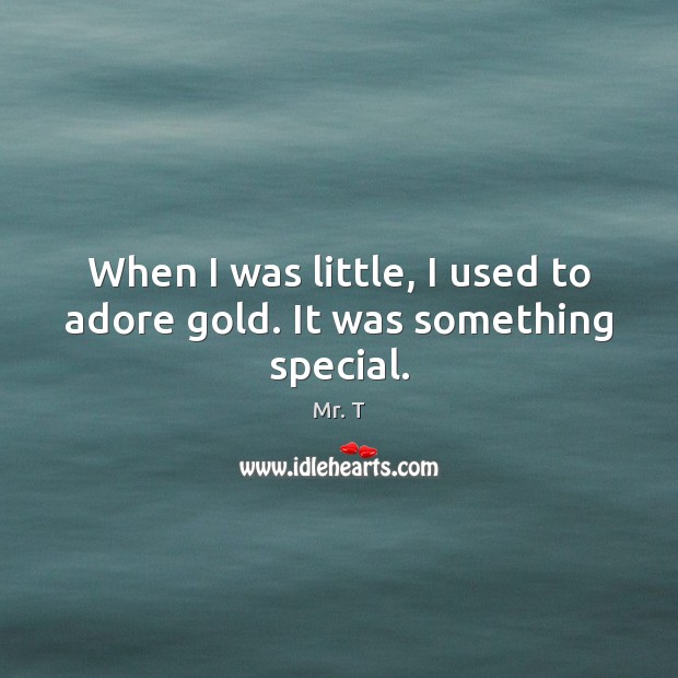 When I was little, I used to adore gold. It was something special. Mr. T Picture Quote