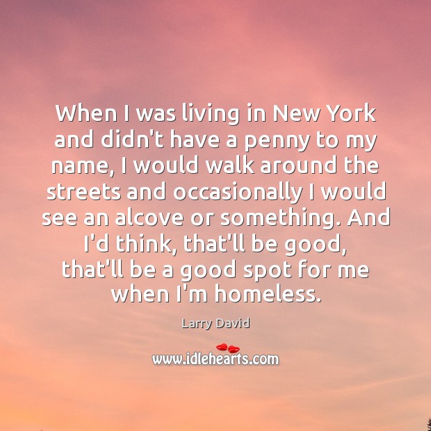 When I was living in New York and didn’t have a penny Larry David Picture Quote