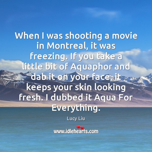 When I was shooting a movie in Montreal, it was freezing. If Lucy Liu Picture Quote