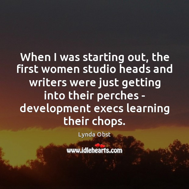 When I was starting out, the first women studio heads and writers Lynda Obst Picture Quote