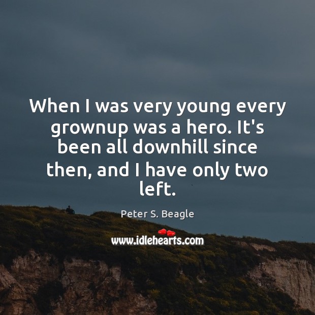 When I was very young every grownup was a hero. It’s been Peter S. Beagle Picture Quote