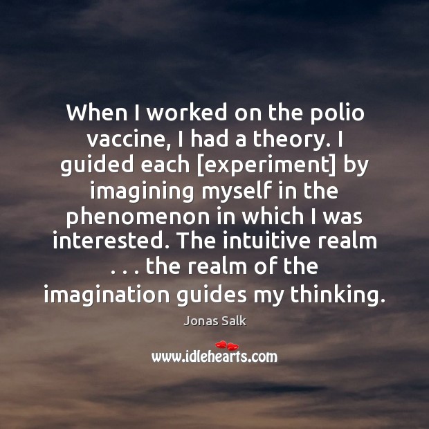 When I worked on the polio vaccine, I had a theory. I Jonas Salk Picture Quote