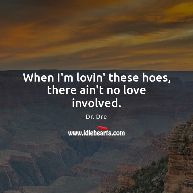 When I’m lovin’ these hoes, there ain’t no love involved. Dr. Dre Picture Quote