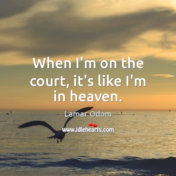When I’m on the court, it’s like I’m in heaven. Lamar Odom Picture Quote